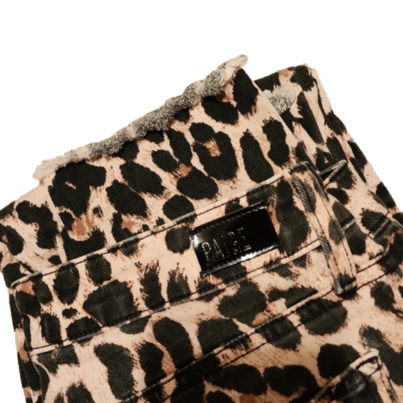 Paige cheetah skinny jeans with freyed ends. - Picture 2 of 4